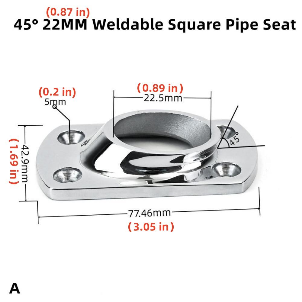 Marine Hardware Fittings Square Tube Seat Weldable Deck Handrail Railing Bracket Yacht Stainless Steel Fittings
