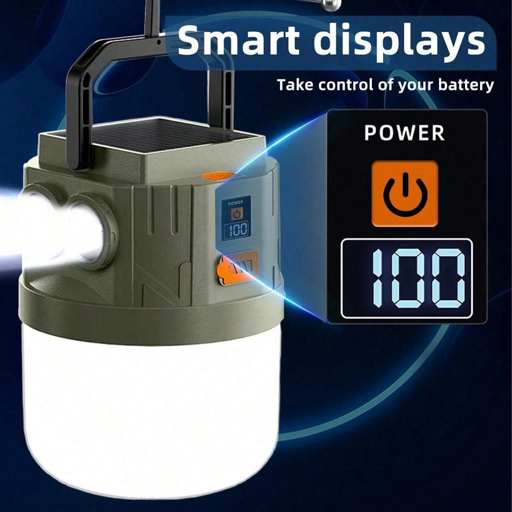 1200mAh Portable Rechargeable LED Camping Light Solar Strip for Outdoor Hiking Emergency Power Outage Tent Hanging Light Bulb