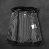 Men's Black Wave Pattern Faux Fur Jacket Stand Collar Zip-Up Warm Winter Coat