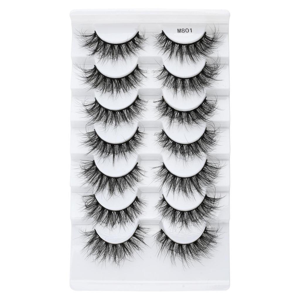 7 Pairs Fluffy 3D Eyelashes: Natural, Dense, Exaggerated Mess for a Bold European & American Look
