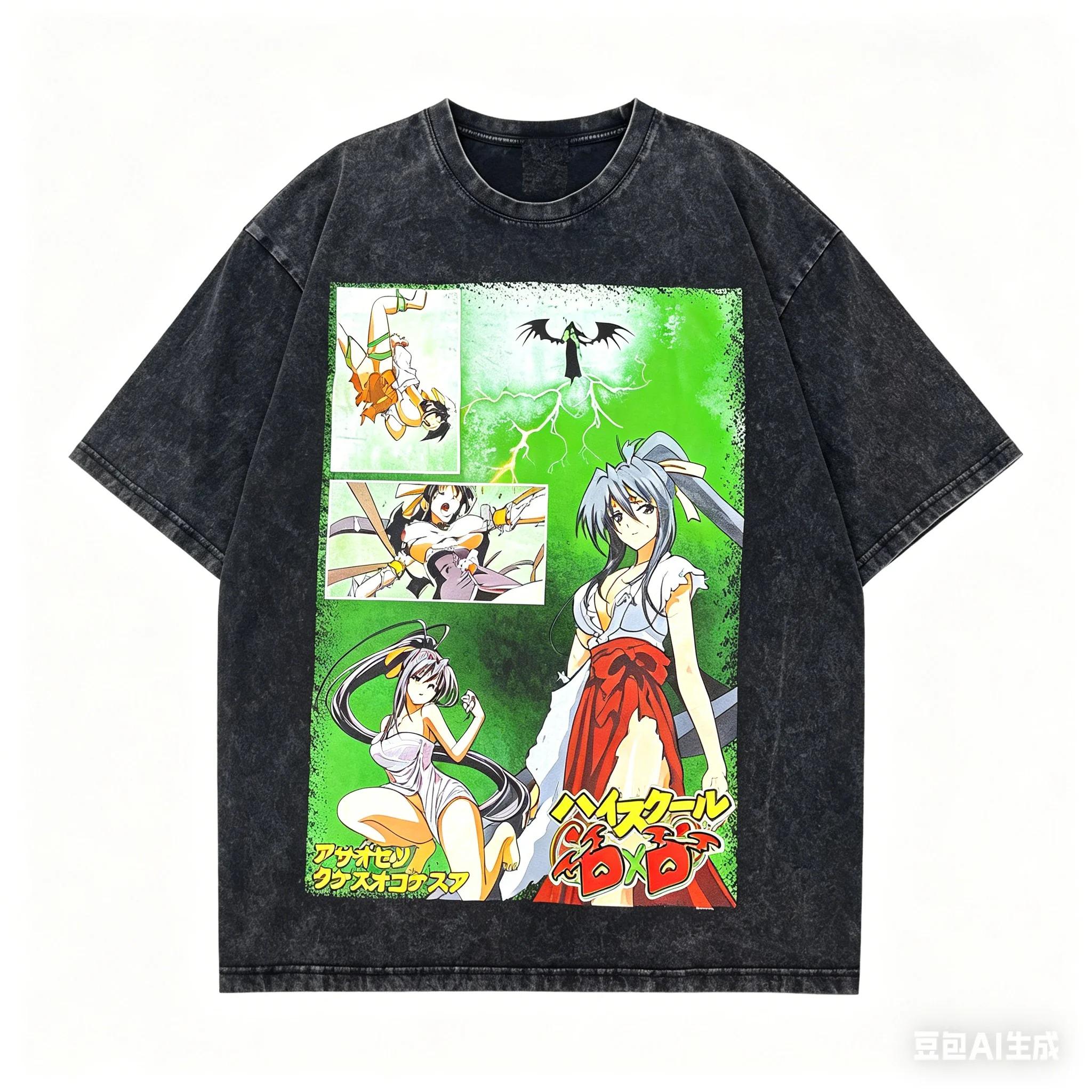 

HIGHSCHOOL DXD Washed T-shirt personality Clothes New Model Anime T-shirt Year round clothing Couples Plus Size Unisex Classic L