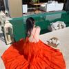 Women's Summer Holiday Seaside Hanging Neck Backless Big Swing Long Dresses