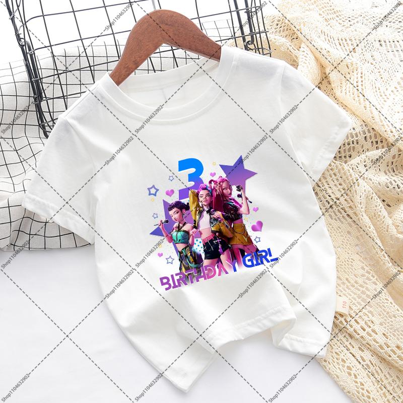 Kpop Demon Hunters Children T-shirts Birthday Party Tee Cotton Short Sleeves Anime Graphic Print T-shirt Boys Girls Fashion Tops