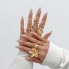 European and American Holiday Style Starfish Scallop Flower Alloy Open Ring Women's Ins Style Bracelet Set