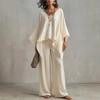 YYFS Women's Fashion Casual Summer Spring Solid Color Print 3/4 Sleeves V-Neck Trousers Pants Suits