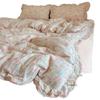 A-Grade Cotton Mother & Baby Four-Piece Double-Layer Gauze Bedding Set with Exquisite Lace Trim