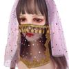 Women Sequins Indian Dance Belly Dance Costumes Mesh Rhinestone Face Veils Performance Accessories