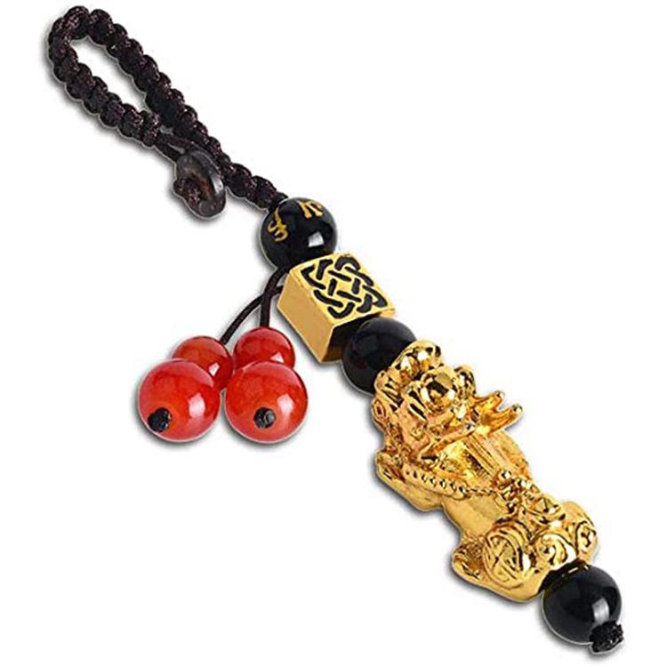 Men's Pixiu Obsidian-Style Buddhist Bead Necklace with Color-Changing Fortune-Enhancing Design.
