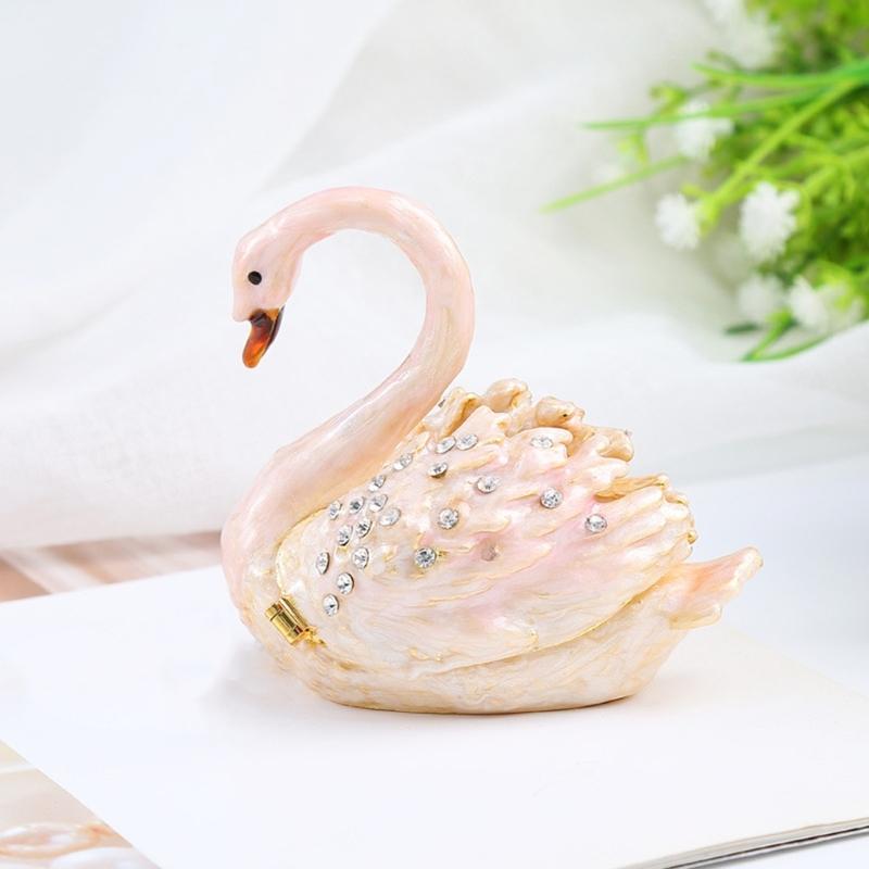 Lussuosa Scatola Portagioie a Forma di Cigno in Oro Rosa con Scomparti Multipli, Regalo Perfetto per Matrimonio o Anniversario