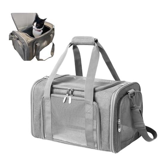 Melphoe Dog and Cat Carrier, Load Capacity 8kg, Cat Carrier Bag, Pet Carrier, 3-sided Mesh, Lightweight, Foldable, Washable, Large Capacity, Shoulder