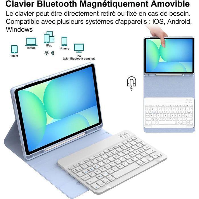 Coque Clavier pour Samsung Galaxy Tab S9 (11") Cuir PU Lavande avec Clavier Bluetooth + Stylet + Souris