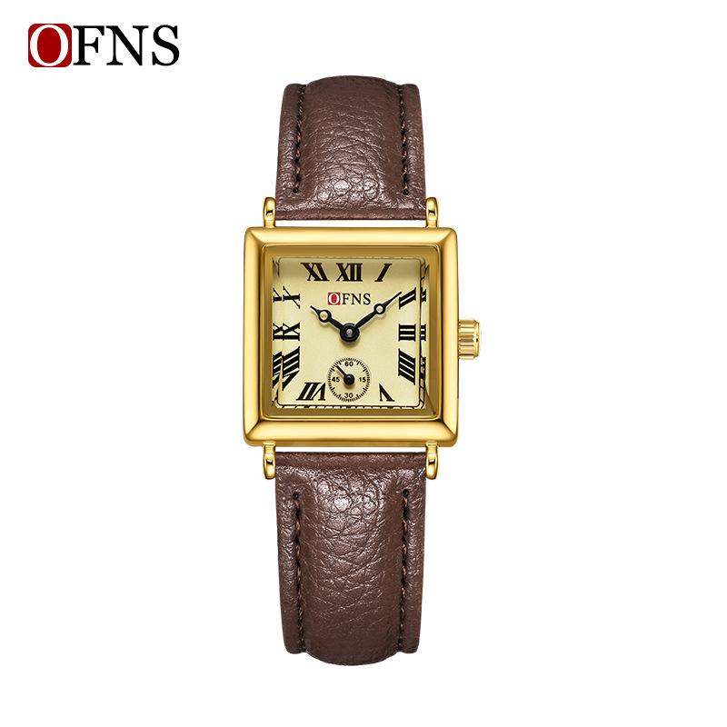 OFNS Women's Classic Luxury Retro Square Quartz Watch with Roman Numerals
