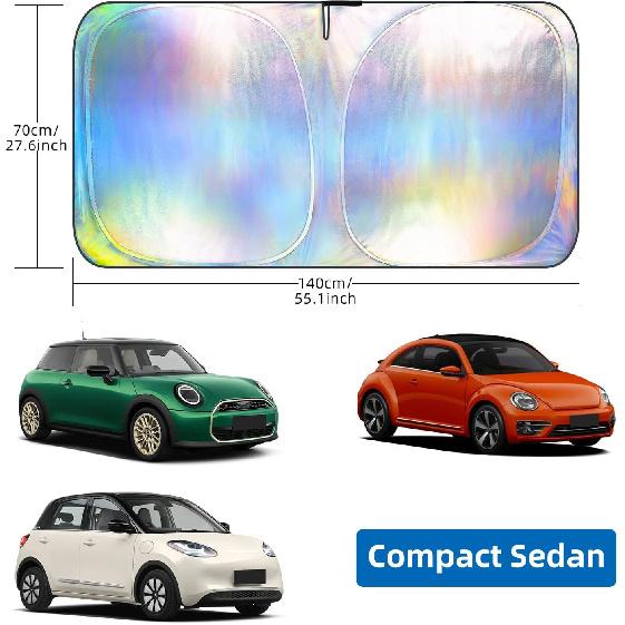 Aokway Car Windshield Sun Shade – Foldable Sun Shade Keeps Your Vehicle Cool | UV Blocker | Sun Protector With Storage Bag (M:55.1X 27.6 Inches)