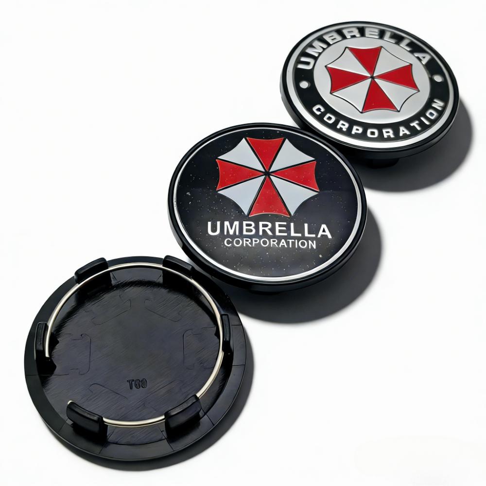 4pcs Umbrella Logo Emblem Car Wheel Center Caps OD 69MM Clips 56MM Wheels Hub Dust Cap Rim Hubcaps Cover Replace Car Accessories