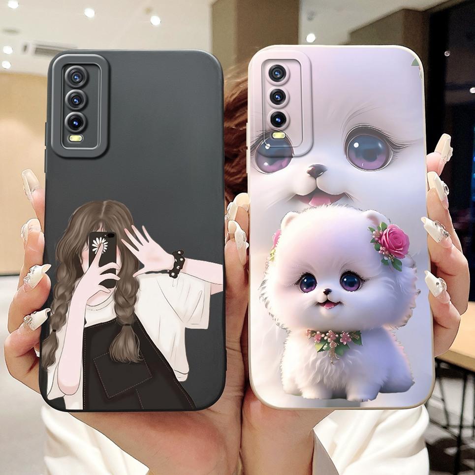 For vivo V2027 V2028 V2029 Case Vivo Y11s Y12s Y20 Y20s Y20i Y20a Back Cover Cartoon Animal Rabbit Cat Phone Shell Soft Silicone