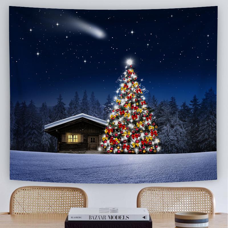 Customizable Christmas Backdrop Nordic-style Cross-border E-commerce Fireplace Tapestry Home Decor Photo Prop Hanging Cloth