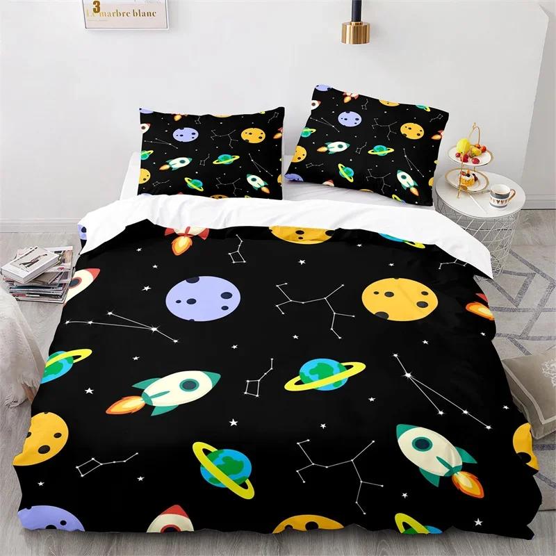 Sun and Moon Duvet Cover King Microfiber Astrology Bedding Set Twelve Constellations Zodiac Comforter Cover For Kids Boys Girls