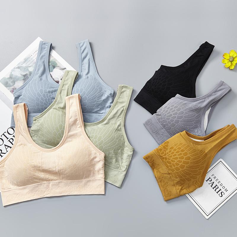 Bezešvá ocelová volná bavlněná vnitřní podprsenka Gathering Yoga Lace Back Podprsenka Sportovní podprsenka pro ženy