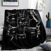 Dinosaur Dog Black Cat Print Flannel Blanket,High quality Comfortable for All Seasons,Home Decor,Warmth and Comfort,Perfect for Christmas Gifts