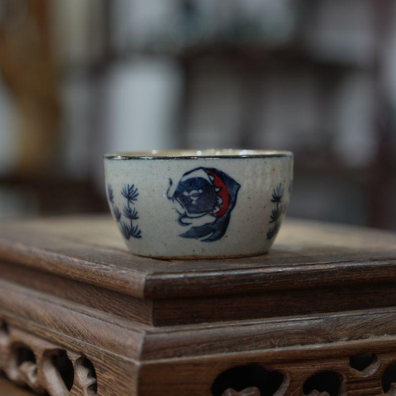 Ceramic Tea Cup Antique Rough Pottery Teacup Personal Single Cup Hand-painted Master Cup Tradition Tea Bowl Drinkware