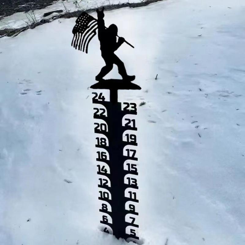 Metal Snow Measuring Ruler Wrought Iron Measuring Gagdet Accessory for Indoor Winter Snowmobile Yard Supplies