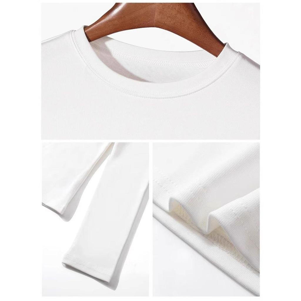 Women's Slim Fit Mid-Length White Base Shirt, Cinched Waist, Hip-Hugging, 2025 Spring/Autumn Style, Thin Fabric