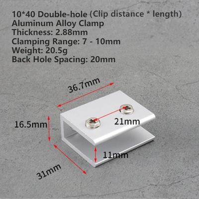 2 Stück Glasklemmen, Aluminiumlegierung-Gerade Ausführung, 18mm Regalklemmen, Rutschfestes Silikon, für Glas/Fliesen/Spüle-Kein Bohren erforderlich