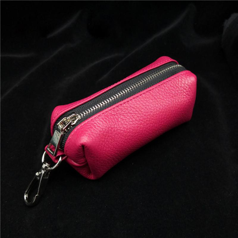 Genuine Leather Key Bag Men Women Car Key Case Cover Housekeepers Zip Keys Organizer Pouch Keychain Mini Coin Purse Key Wallet