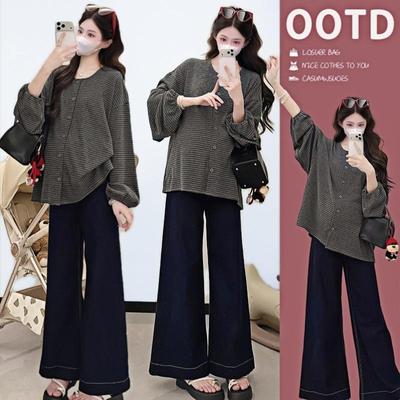 2026 Spring Korean Style Maternity Loose Puff Sleeve T-Shirt - Women's Fashionable and Simple Design