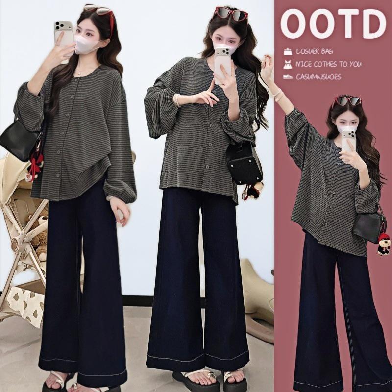 2026 Spring Korean Style Maternity Loose Puff Sleeve T-Shirt - Women s Fashionable and Simple Design M