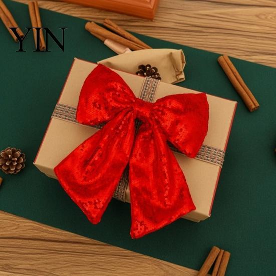 Exaggerated Size Bows for Event Themes Christmas Large Bow Pendant with Sequin, Multi-Layered Glitter Elegant Birthday Party Backdrops Ornament,