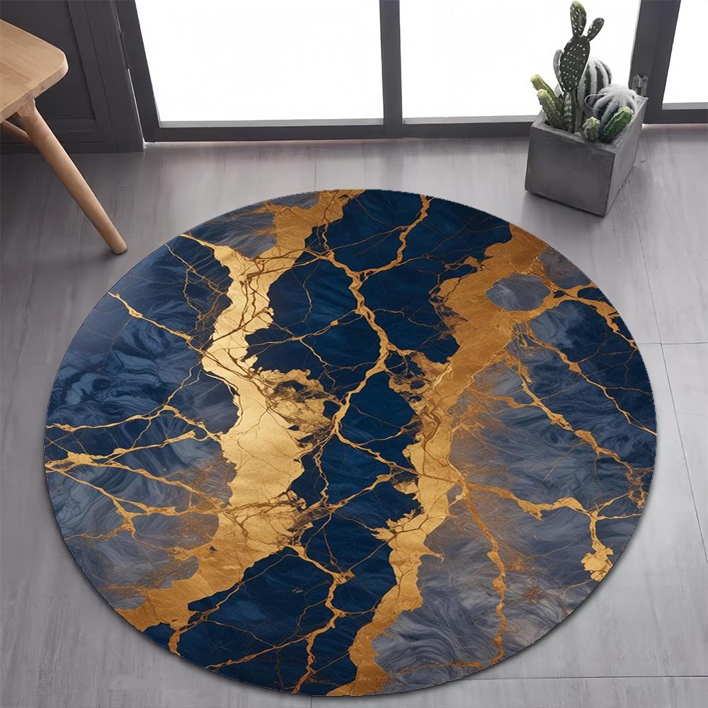 New Style Luxurious Marble Colour White Gold Round Carpet Rug for Bedroom Living Room Decoration,pet Decor Floor Mat