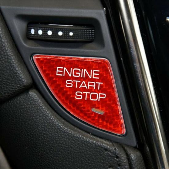 Luxury Red Carbon Fiber Car Start Button Sticker Decal For Cadillac ATS 2013-19