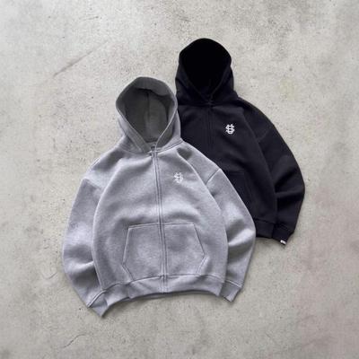 Unisex Gray Retro Zipper Hoodie - New Loose Fit Spring Cardigan Jacket