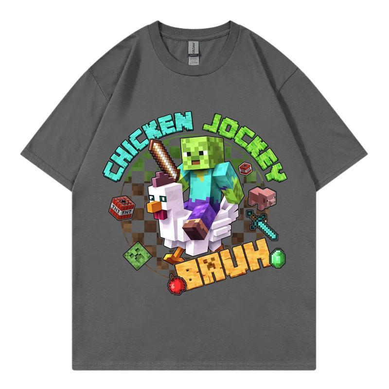 Funny Chicken Jockey Graphic T Shirts High Quality Fashion Y2k Clothing Tshirt Men Women Harajuku Cartoon Short Sleeve Tshirts