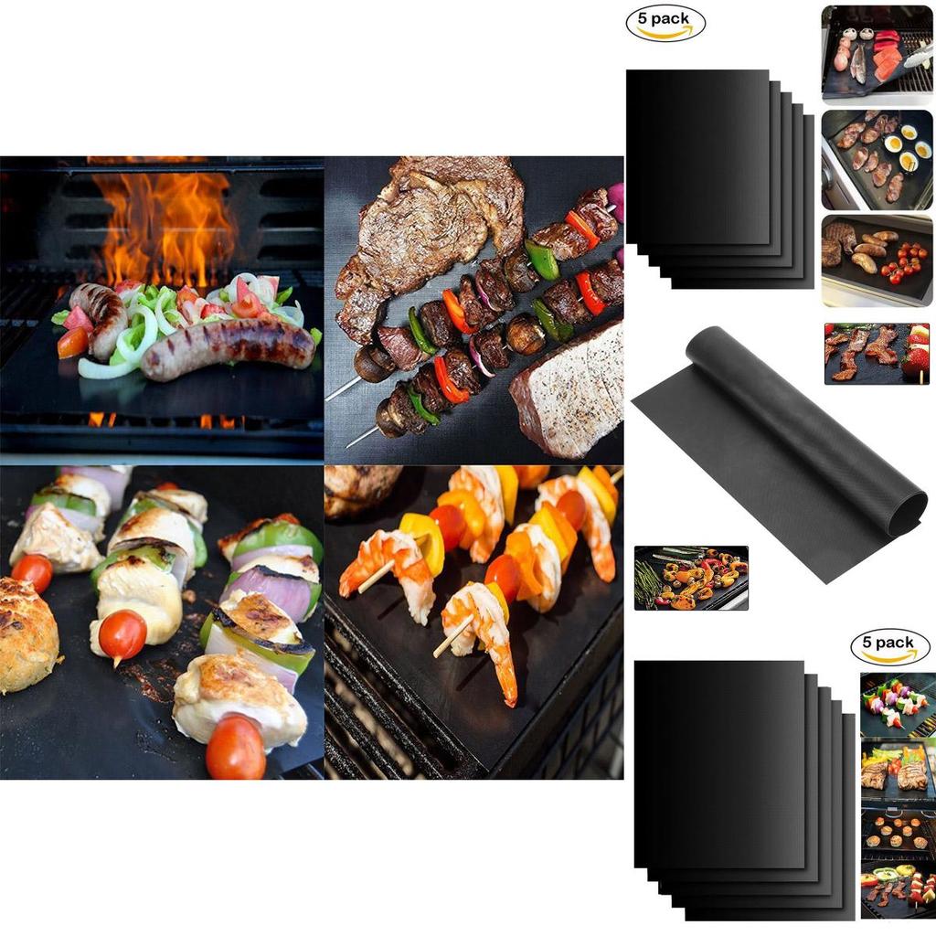 Set di 5 tappetini antiaderenti per barbecue di alta qualità, per cucinare e cuocere al forno senza sforzo.