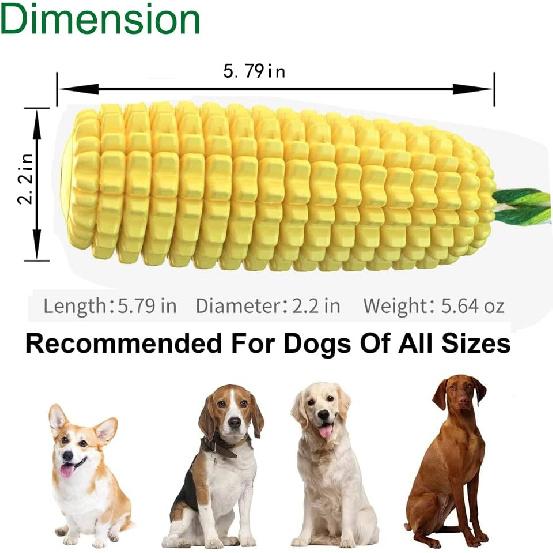 Chew Toys for Aggressive Chewers - Toothbrush Squeaky Interactive Corn Stick Toy for Small Medium Dogs - Teeth Cleaning