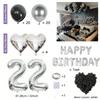 Black Silver Party Birthday Banner Heart-Shaped Aluminum Foil Balloon Rose Petals, Birthday, Anniversary, Atmosphere Decoration