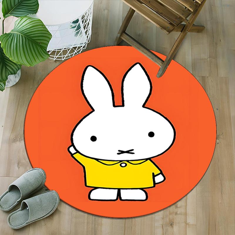 1pc Miffy3 Print Round Carpet Chair Round Carpet Suitable for Bedroom Living Room Home Decorative Carpet