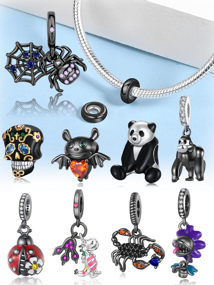 Black Bat Scorpion Panda Dinosaur Spider Ladybug copper Plated Ideal For Charm Bead Charms copper Plated Authentic Bracelets for Jewellery Making