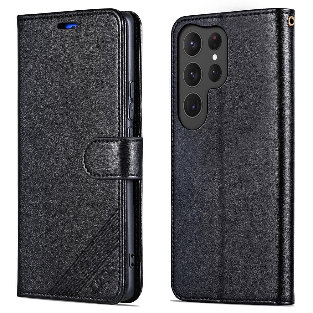 

AZNS For Samsung Galaxy S25 Ultra Case Anti-Scratch PU Leather Stand Wallet Phone Cover Black