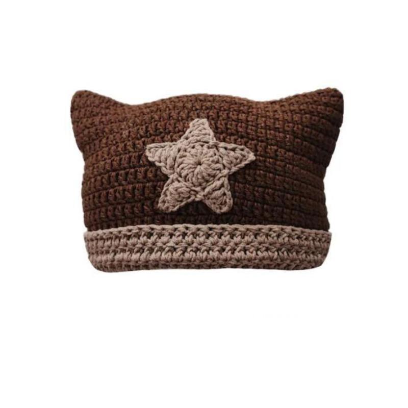 

Полностью ручная вязка защитного воротника со встроенными медвежьими ушками контрастного цвета, новая шапка для осени и зимы 56-59cm