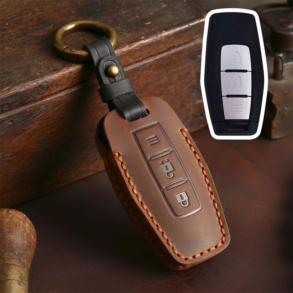 2/3/4 Bottons Leather Car Smart Key Remote Case Fob Shell Keychian For Mitsubishi Outlander Car Key Cover Accessories