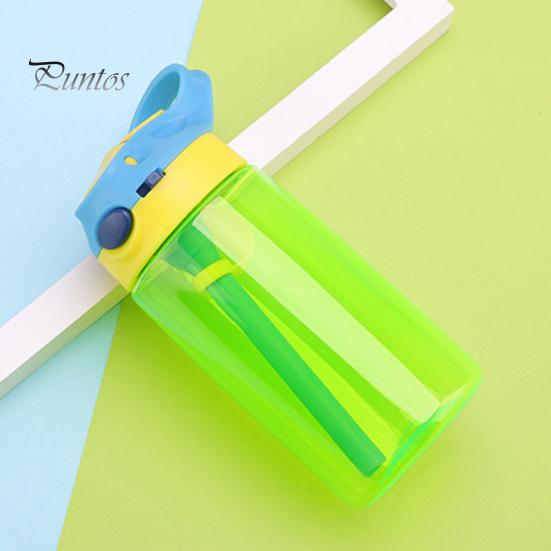 Leak Proof Training Cup for Kids Cartoon Sippy Cup, 470ml Water Bottle with Straw Adjustable Strap, Pop Up Portable Crossbody Drink Container Lid Flip