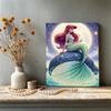 Dreamy Pearl-Inlaid Little Mermaid Frameless Art | Moonlit Starry Bg, Handmade Pearl & Diamond Craft, Ideal for Retro, Fairy, Luxury Home Decor