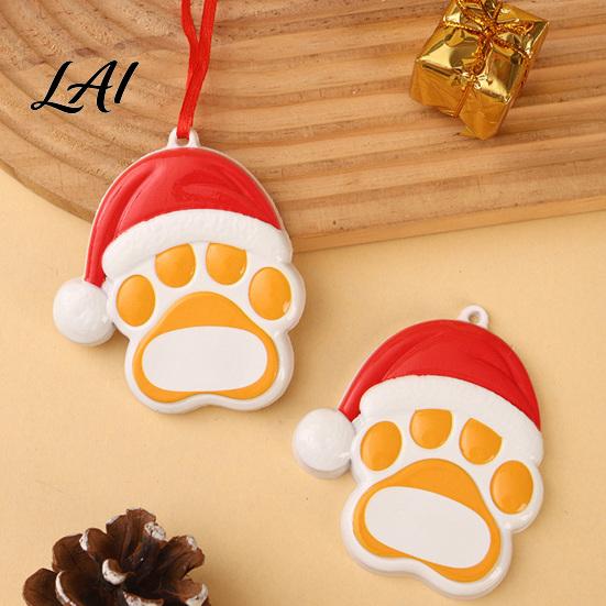 Unique Christmas Gift for Pet Owners Resin Ornament Cute Cat Paw/Bone Shaped Xmas Tree Hanging Decoration Red Riding Hood Holiday Decor with