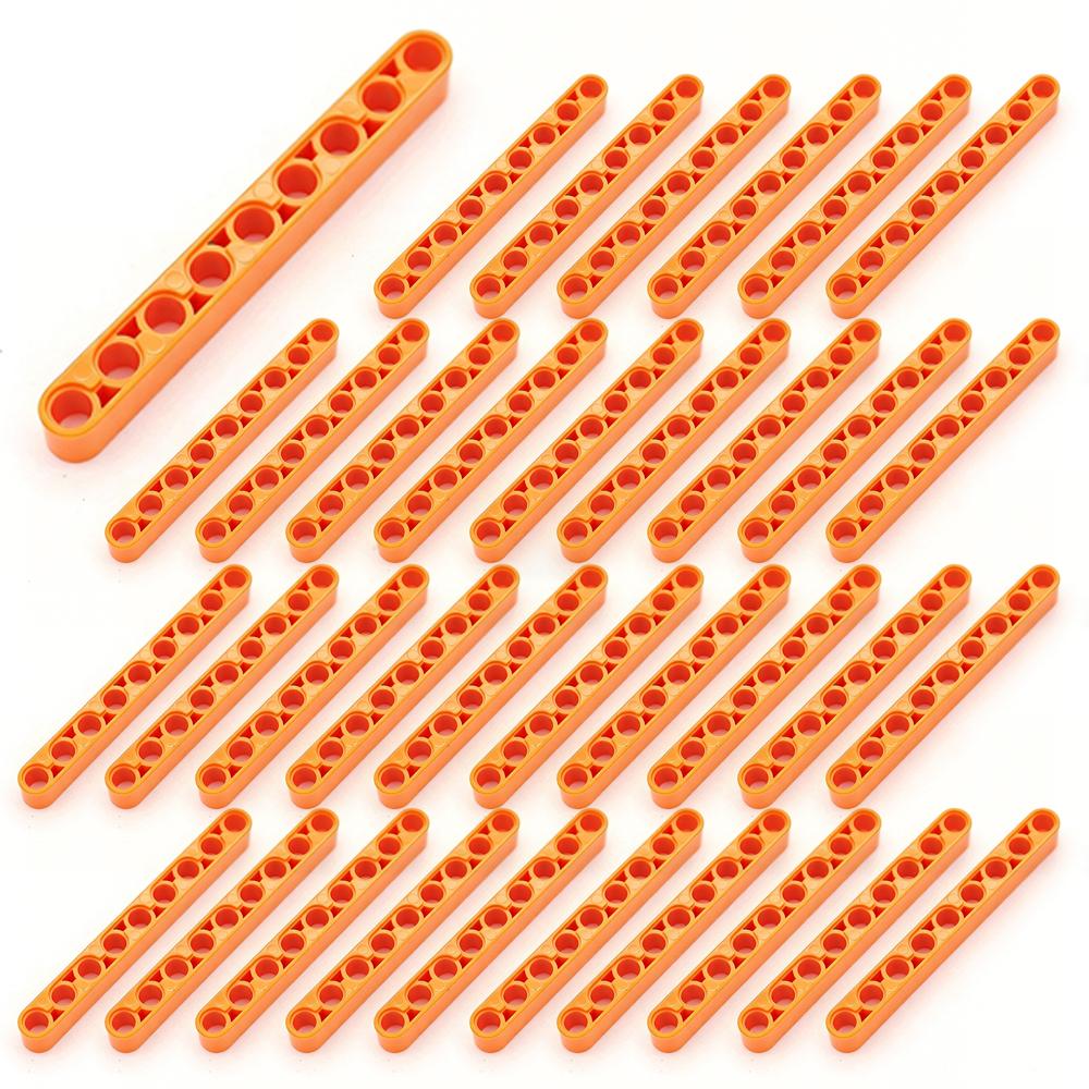 

30pcs/lot Technical Liftarm 1x5 Thick Non-Toxic Plastic Building Blocks Bricks Models 32316 MOC Mini Crane Parts Technical Beam оранжевый