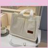 Sac Cabas Élégant Grande Capacité Tendance en Velours Côtelé Sac à Bandoulière Pour Voyage Décontracté