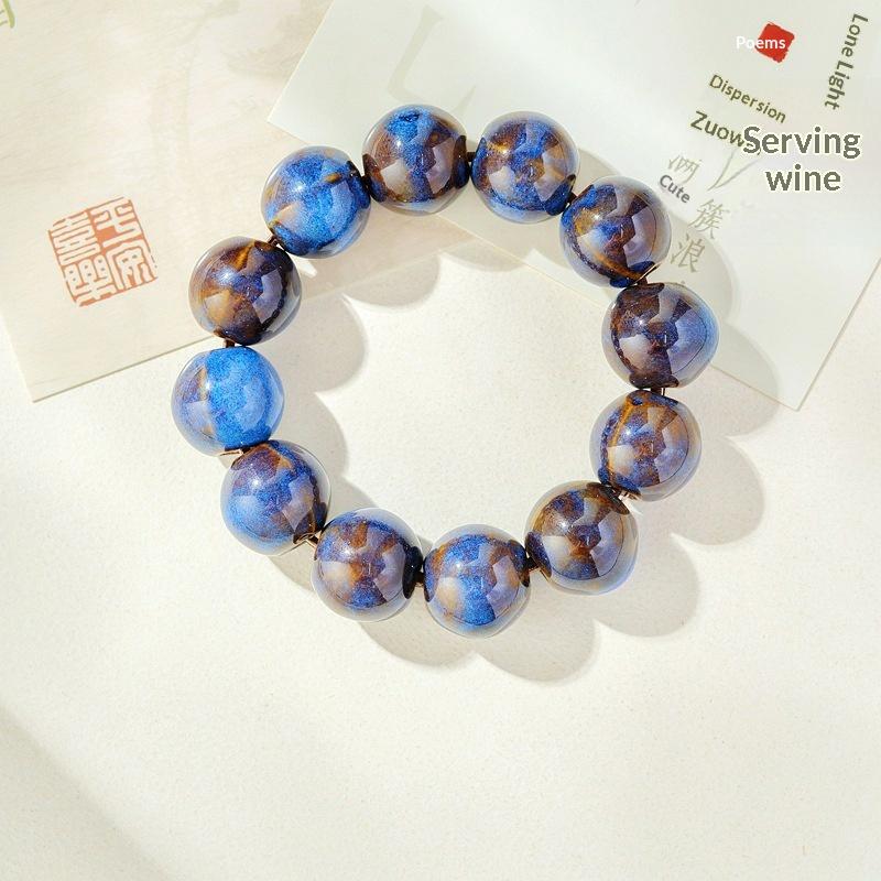 Vintage Porzellan Keramik Perlen Strang Armband für Frauen Klassischer Eleganter Schmuck für Hochzeiten Tägliche Accessoires