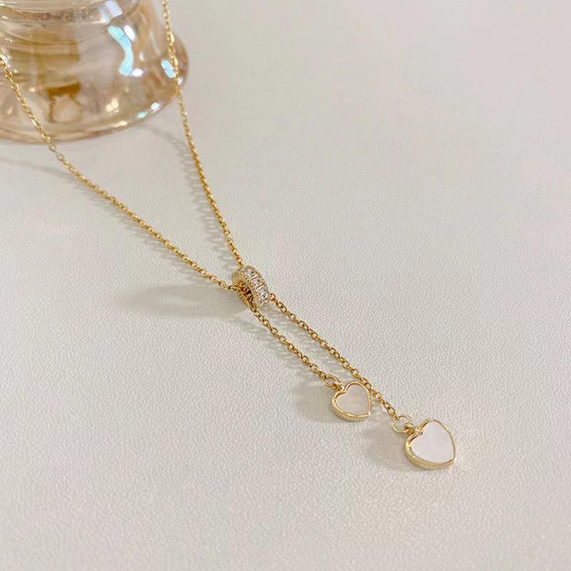 Women's Heart Necklace: Light Luxury Summer Tassel Pendant, Korean-Japanese Cool Style, High-End Clavicle Chain Jewelry